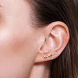 925 Silver Flower Rattan Stud Earrings Champagne Line Shape Ear Stud