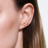925 Silver Flower Rattan Stud Earrings Champagne Line Shape Ear Stud