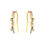 925 Silver Flower Rattan Stud Earrings Champagne Line Shape Ear Stud