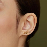 925 Silver Flower Rattan Stud Earrings Champagne Line Shape Ear Stud