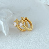 925 Silver Zircon Hoop Piercing Earring Daily Minimalist Jewelry