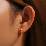 925 Silver Zircon Hoop Piercing Earring Daily Minimalist Jewelry