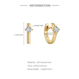 925 Silver Zircon Hoop Piercing Earring Daily Minimalist Jewelry