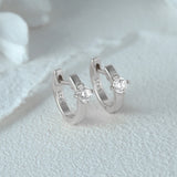 925 Silver Zircon Hoop Piercing Earring Daily Minimalist Jewelry