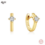 925 Silver Zircon Hoop Piercing Earring Daily Minimalist Jewelry