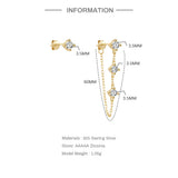 925 Silver Zircon Tassel Drop Earrings 18k Ins Fine Jewelry