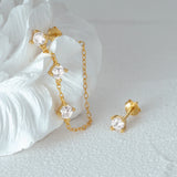 925 Silver Zircon Tassel Drop Earrings 18k Ins Fine Jewelry
