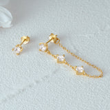 925 Silver Zircon Tassel Drop Earrings 18k Ins Fine Jewelry