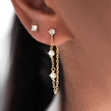 925 Silver Zircon Tassel Drop Earrings 18k Ins Fine Jewelry