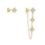 925 Silver Zircon Tassel Drop Earrings 18k Ins Fine Jewelry