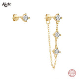 925 Silver Zircon Tassel Drop Earrings 18k Ins Fine Jewelry