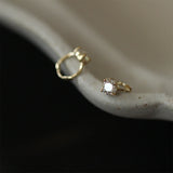 925 Silver Zircon Hoop Earrings 18K Ins Fine Jewelry