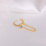 925 Silver Zircon Flower Charm Earrings Purple Crystal Tassel Earrings