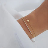925 Silver Zircon Chain Bracelet Women Star Charm Stackable Jewelry