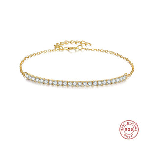 925 Silver Zircon Chain Bracelet Women Star Charm Stackable Jewelry