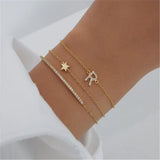 925 Silver Zircon Chain Bracelet Women Star Charm Stackable Jewelry