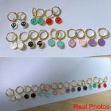 925 Silver Smile Face Hoop Earrings Enamel Charm Circle Jewelry