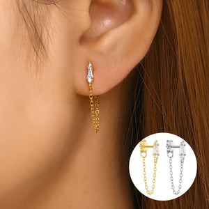 925 Silver Zircon Chain Dangle Earring for Women