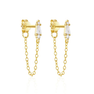 925 Silver Zircon Chain Dangle Earring for Women