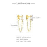 925 Silver Zircon Chain Dangle Earring for Women