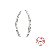 925 Silver Arc Line Stud Earrings Zircon CZ Ear Climber Piercing