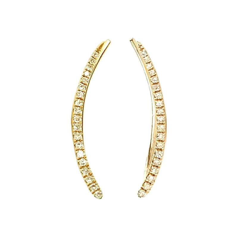 925 Silver Arc Line Stud Earrings Zircon CZ Ear Climber Piercing