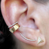 925 Silver Arc Line Stud Earrings Zircon CZ Ear Climber Piercing