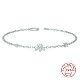 925 Sterling Silver Clear Bees Charm Bracelet for Women CZ Zircon Bangle