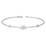 925 Sterling Silver Clear Bees Charm Bracelet for Women CZ Zircon Bangle