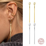 925 Silver Loop Earrings with Bling Tassel Drop