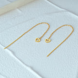 925 Silver Heart Tassel Chain Piercing Earrings For Women