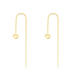 925 Silver Heart Tassel Chain Piercing Earrings For Women
