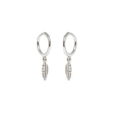 925 Silver Hoop Earrings Feather Pendant Circle Party Jewelry