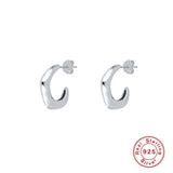925 Silver Irregular Geometric Hoop Earrings for Women