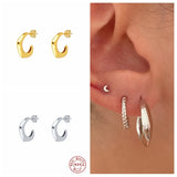 925 Silver Irregular Geometric Hoop Earrings for Women