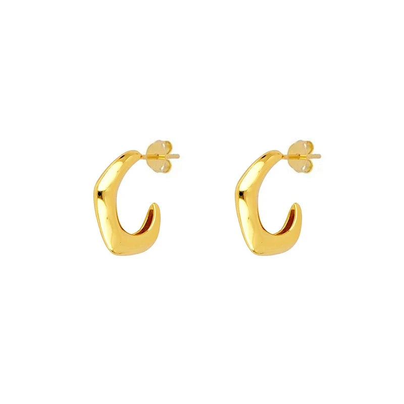925 Silver Irregular Geometric Hoop Earrings for Women