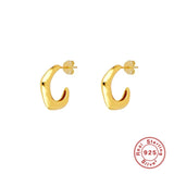925 Silver Irregular Geometric Hoop Earrings for Women