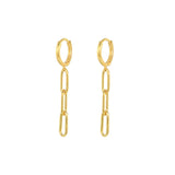 925 Silver Oval Link Chain CZ Dangle Earrings Punk Jewelry