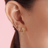 925 Silver Oval Link Chain CZ Dangle Earrings Punk Jewelry