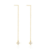 925 Silver Oval Link Chain CZ Dangle Earrings Punk Jewelry