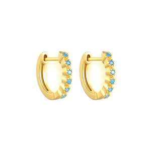 925 Silver Hoop Earrings Turquoise Zirconia Chain Circle Huggie Jewelry