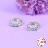 925 Silver Hoop Earrings Turquoise Zirconia Chain Circle Huggie Jewelry
