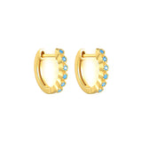 925 Silver Hoop Earrings Turquoise Zirconia Chain Circle Huggie Jewelry