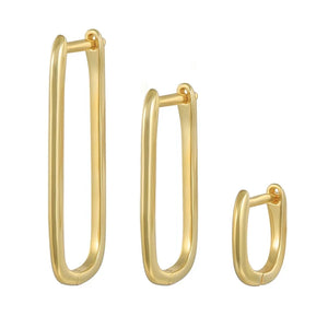 925 Silver Rectangle Hoop Earrings Geometric Frame Second Hole Party Jewelry