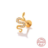 925 Silver Snake Pendant Stud Earrings 18K Lucky Snake Earrings for Women
