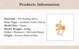 925 Silver Snake Pendant Stud Earrings 18K Lucky Snake Earrings for Women