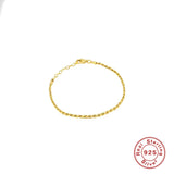 925 Silver Twist Chain Bracelet Bangle Rock Punk European Bracelet