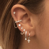 925 Silver Zircon Ear Cuff Star Moon Clip Earrings
