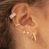 925 Silver Zircon Ear Cuff Star Moon Clip Earrings