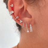 925 Silver Zircon Ear Cuff Star Moon Clip Earrings